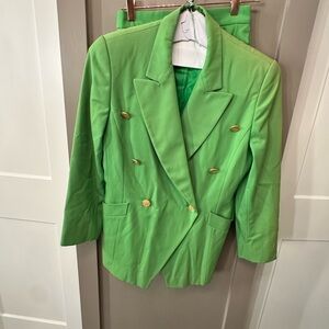 Escada Vibrant Green Suit with Gold Accents